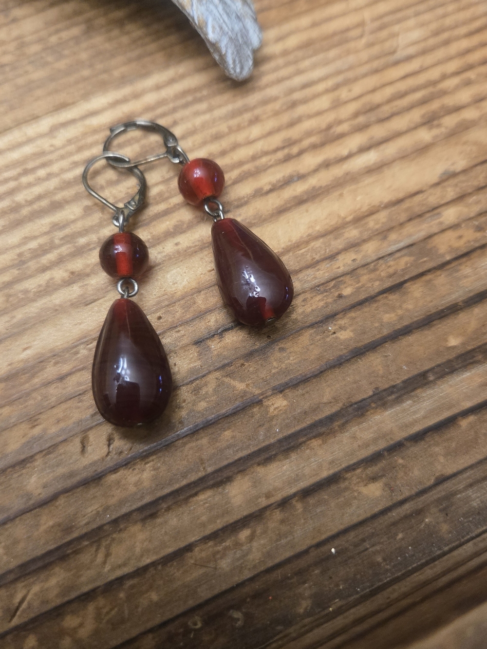 Red Teardrop Glass Drop Earrings - Women Jewelry